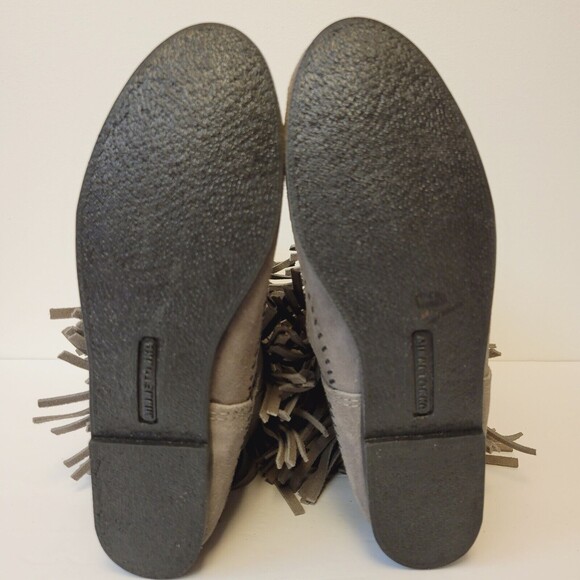 Minnetonka Suede Calf Hi 3-Layer Fringe Moccasin Pocahontas Cowgirl Western Boot - Picture 10 of 11